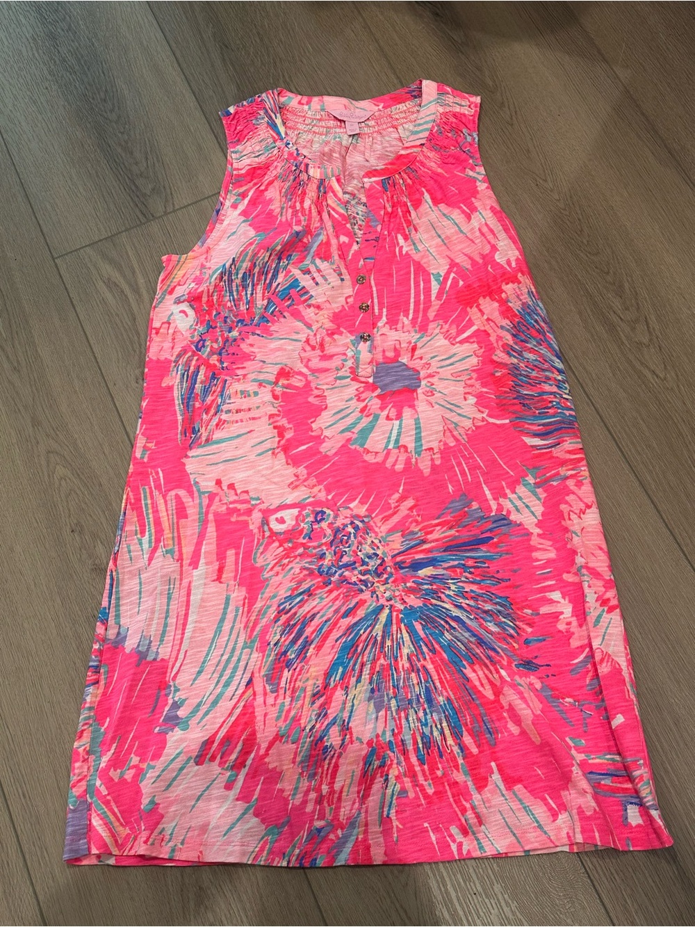 Lilly Pulitzer Pink and Aqua Tie-Dye Tank Dress